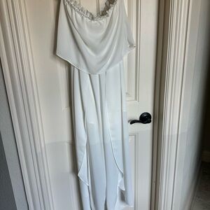 Impressions White Off-Shoulder Jumpsuit